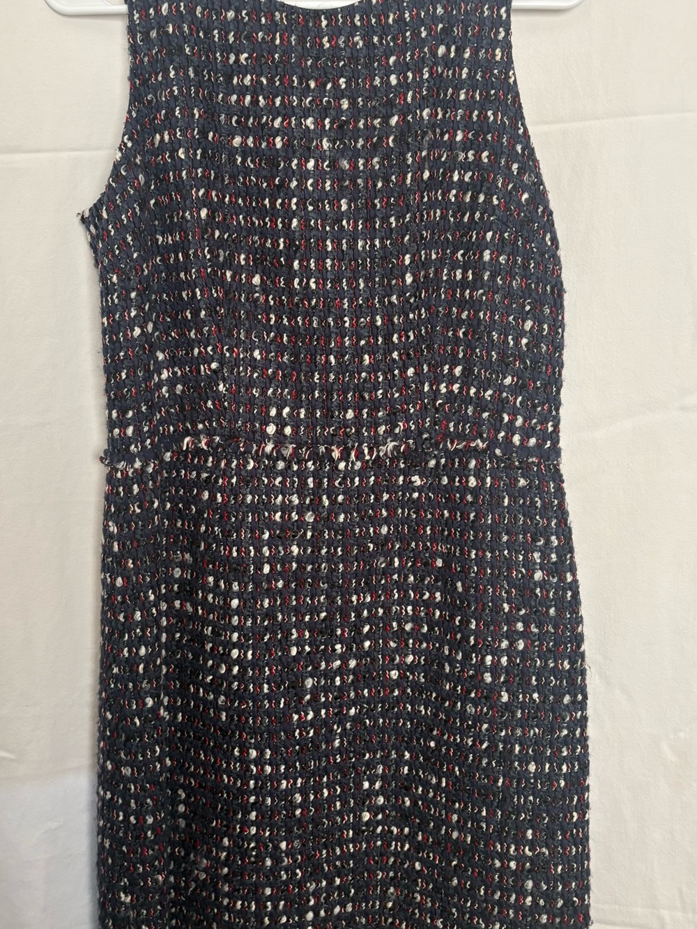 Per Se Navy Tweed Pencil Skirt with Subtle Red and White Flecks
